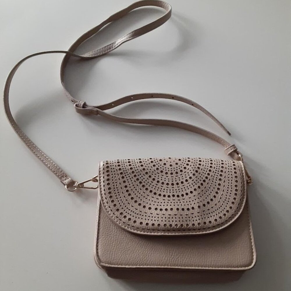 MMS Design Studio - Vegan Leather Tan Laser Cut Crossbody Bag